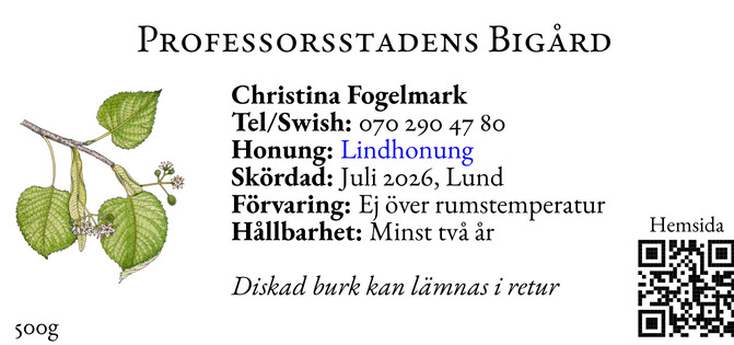 Figure 3: Nu får lind-skörden en tydlig unik etikett, med en lindkvist på